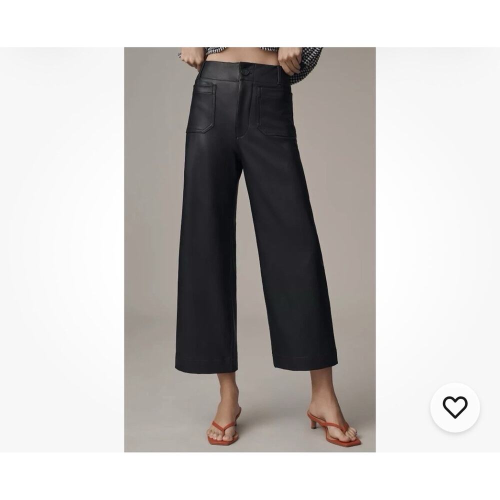 Maeve‎ Black Colette Faux Leather Wide Leg Pants Women’s Size 30